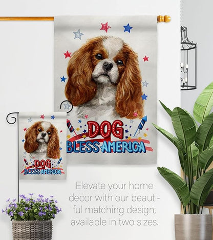 Breeze Decor Patriotic Comforter Spaniel House Flag Set Dog Puppy Spoiled Paw Canine Fur Pet Nature Farm Animal Creature Decoration Banner Small Garden Yard Gift Double-Sided, Made in USA