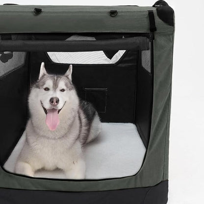 Soft Collapsible Dog Crate for Large Dogs - 30 Inch Foldable Soft Dog Kennel with Durable Mesh Windows, Indoor & Outdoor Portable Travel Dog Crate, Grey, 30x21x21 Inches