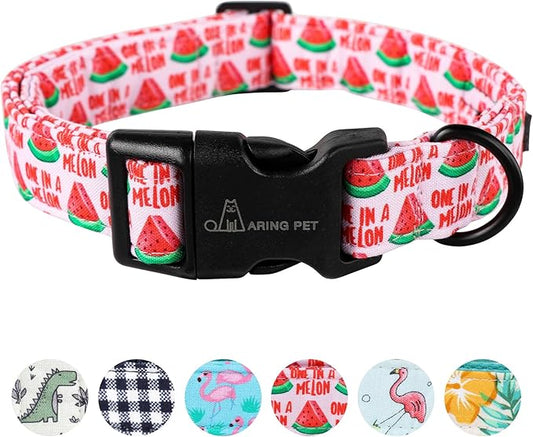 ARING PET Summer Dog Collar-Cute Watermelon Dog Collar for Small Dogs, Adjustable Soft Cotton Girl Dog Collars for Small Medium Large Dogs, Small