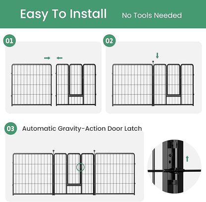 InfiniPower Dog Playpen for Yard, RV, Camping, 24 Inch 8 Panels Play Pen Indoor, Heavy Duty Indoor Outdoor Exercise Dog Pen for Puppies/Small Dogs, Black