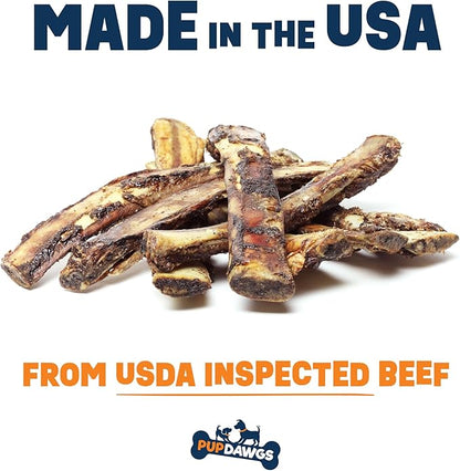 Single Ingredient Dog Bones - Made in USA – 8-10” Beef Rib Bones - Natural Dog Bones for Aggressive Chewers - from USDA Inspected Beef - Hickory Smoked - Individually Wrapped (8 Piece Pack)