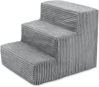Best Pet Supplies Dog Stairs for Small Dogs & Cats, Foam Pet Steps Portable Ramp for Couch Sofa and High Bed Non-Slip Balanced Indoor Step Support, Paw Safe No Assembly - Gray, 3-Step