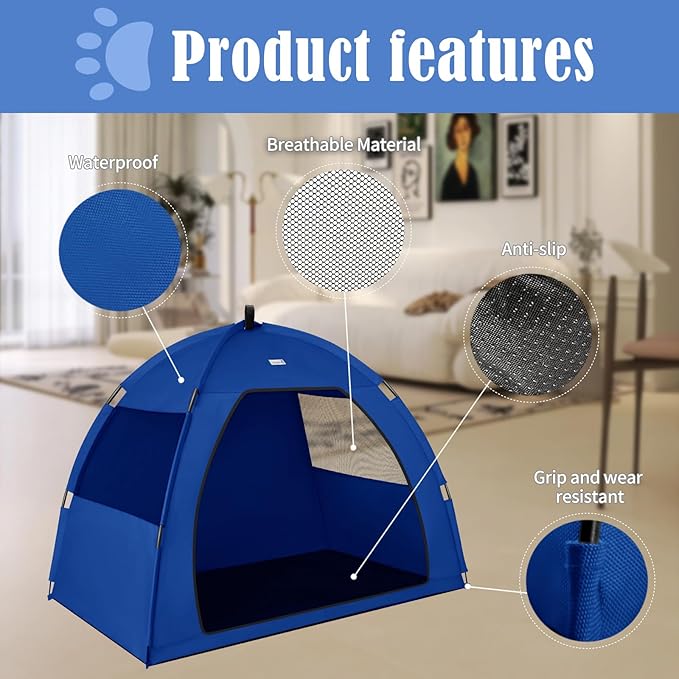 Cat Tent Outdoor House and Dog House Outdoor, Cat and Dog Waterproof Tent House, Outdoor Dog Bed Washable, Indoor/Outdoor Cave Nest Bed Small Dog Tent for Cat, Bunny (Navy Blue, Extra Large)