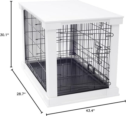 zoovilla White Dog Cage with Crate Cover, Dog Kennel White Large