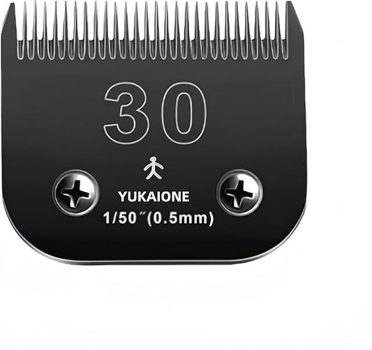#30 Dog & Cat Clipper Blade: Titanium Coated SK2 Steel, Universal Fit for Andis, Oster, Wahl - 1/50" Cut for Ultra-Short Trims