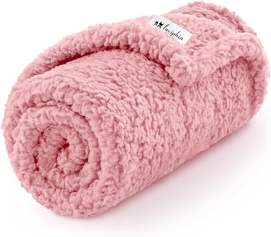 Luciphia Premium Fleece Dog Puppy Blanket Soft Pet Sherpa Calming Cat Blanket Throw for Small Medium Dog Cat(Pink,41x31 inches)