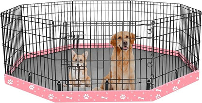 Dog Playpen Bottom Pad Fits for 24 Inch 8 Panels Regular Octagon Metal Exercise Pet Playpen, Dog Crate Pad Puppy Playpen Pad. (Note: Playpen Not Included!!!) -Pink