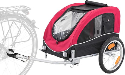 TRIXIE Convertible Dog Bike Trailer and Pet Stroller for Small to Medium Dogs up to 48 lbs, Quick Set-up and Fold Down, Red