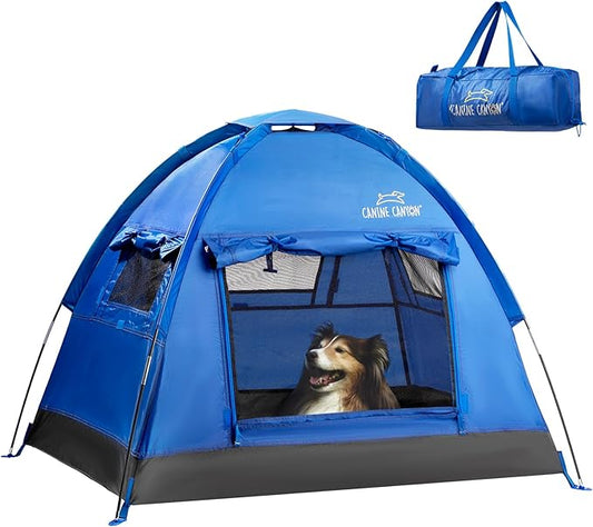 Luna Portable Dog Tent, Indoor/Outdoor Dog House for Camping, Waterproof Cat and Dog Tents with Zippered Door and Mesh Windows for Airflow and Ventilation for Beach, Backyard
