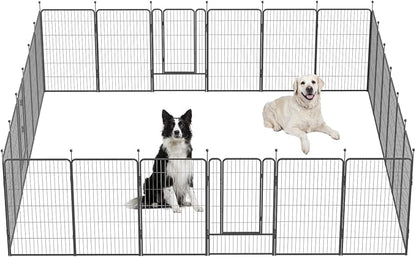 Dog Playpen,32/40/45 Inch Height in Heavy Duty, Folding Indoor Outdoor Anti-Rust Dog Exercise Fence, Portable Pet Playpen with Door for Large Medium Small Dogs and Pet (24 Panels, 45 Inch) Silver