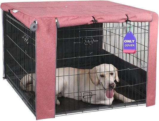 HiCaptain Pink Dog Crate Cover for 48 Inches Wire Crates, Heavy-Duty Polyester Indoor Dog Kennel Cover Universal Fit for 1 2 Doors Standard Metal Cage (Upgrade Two-Tone Pink)
