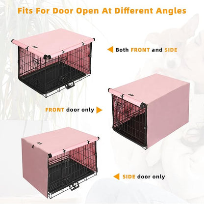 X-ZONE PET Double Door Dog Crate Cover - Polyester Pet Kennel Cover Fits 30 inches Wire Dog Cage Pink
