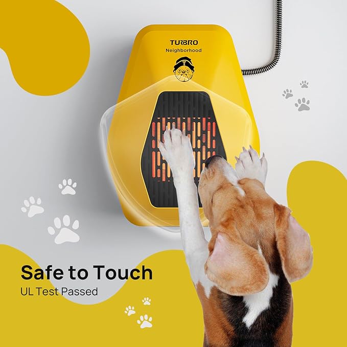 TURBRO Neighborhood DH800A Dog House Heater 800W, Wall Mount, 10ft Anti Bite Cord, Waterproof Control, Overheat Protection, Electric Warmer for Hound Kennel Cat Cage Chicken Coop, UL Test Passed