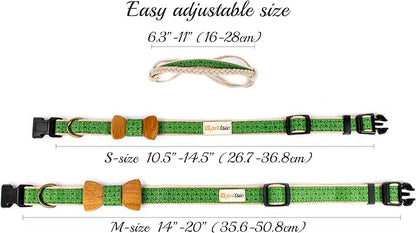 Pettsie Matching Dog Collar Bow Tie, Friendship Bracelet, Durable Hemp for Extra Safety, 2 Easy Adjustable Sizes, Comfortable and Soft for Sensitive Skin, Strong D-Ring for Leash Attachment