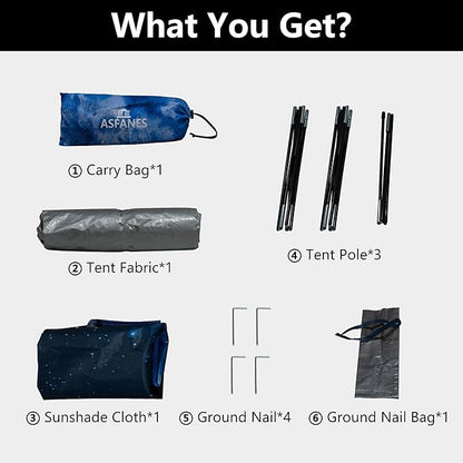 Outdoor Waterproof Pet Camping Tent, Cave Bed for Indoor Cats and Small Dogs, Portable Cat House Dog House, 21.6x21.6x14.9'', Navy Blue, S.