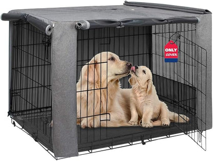 HiCaptain Grey Dog Crate Cover for 24 Inches Wire Crates, Heavy-Duty Polyester Indoor Dog Kennel Cover Universal Fit for 1 2 Doors Standard Metal Cage (Grey)