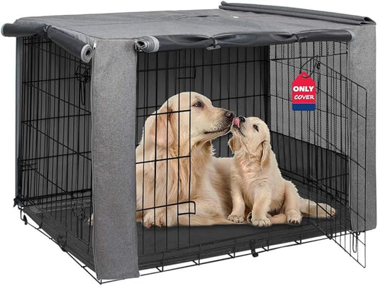 HiCaptain Grey Dog Crate Cover for 24 Inches Wire Crates, Heavy-Duty Polyester Indoor Dog Kennel Cover Universal Fit for 1 2 Doors Standard Metal Cage (Grey)
