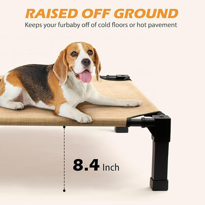 Cooling Elevated Dog Bed, Raised Dog Bed with Washable Breathable Mesh and Metal Frame, Portable Dog Cot Bed with No-Slip Feet for Outdoor and Indoor Use