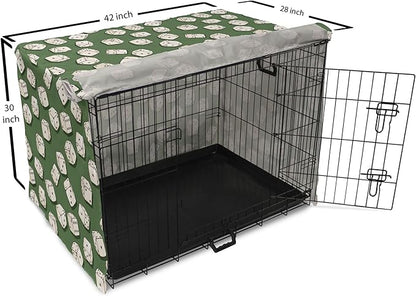 Lunarable Casino Dog Crate Cover, Cartoon Style Dices Pattern on Green Background Chance Game Lucky Jackpot, Easy to Use Pet Kennel Cover for Medium Large Dogs, 42 Inch, Green Cream Black