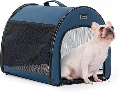 PETSFIT Soft Sided Dog Crate, Travel Dog Crate - 19 Inch Lightweight, Roomy, Easy to Set Up, Sturdy Portable Dog Kennel with Thick Mat, Navy Blue