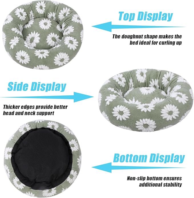 HYQ Small Dog Bed, Cat Beds for Indoor Cats, Dog Beds for Small Dogs with Anti-Slip Bottom, Cute Puppy Bed Washable-White-24inch