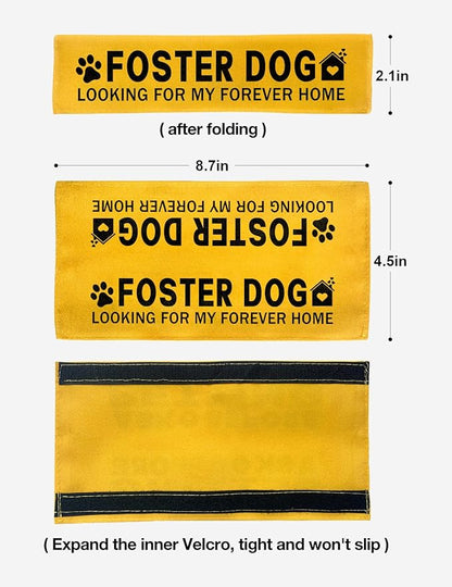 Yellow Foster Dog Looking for My Forever Home Dog Leash Sleeve, Funny Dog Tags Dog Leash Sleeve Wrap Alert Hanging ID Patch Tag, Pet Dog Birthday Service Dog Leash Gift for Dog Owners