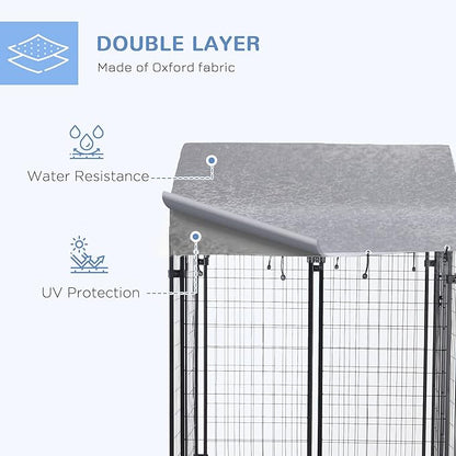 PawHut 4' x 4' x 4.5' Dog Kennel Outside, Dog Playpen Exercise Pen with Lockable Door, Water-Resistant Canopy, for Medium and Large Puppies