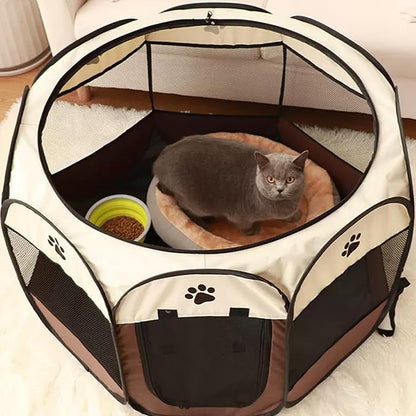 Mile High Life | Foldable Dog Playpen | Portable Dog Crate w Removable Shade Cover | Dog Kennel Indoor/Outdoor w Carry Case | Pen Tent for Dog/Cat/Rabbit(Brown, Medium (36"x36"x23"))