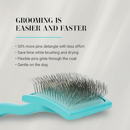 Chris Christensen Big G Dog Slicker Brush for Dogs (Goldendoodles, Labradoodles, Poodles), Groom Like a Professional, Fluff Detangle Style, Saves Time Energy, Teal, Medium