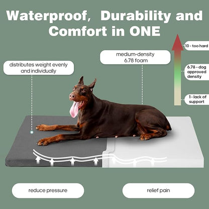 Durable Outdoor Waterproof Dog Bed up to 25 lbs Puppies Chew Resistance Dog Crate Mat Washable Cover
