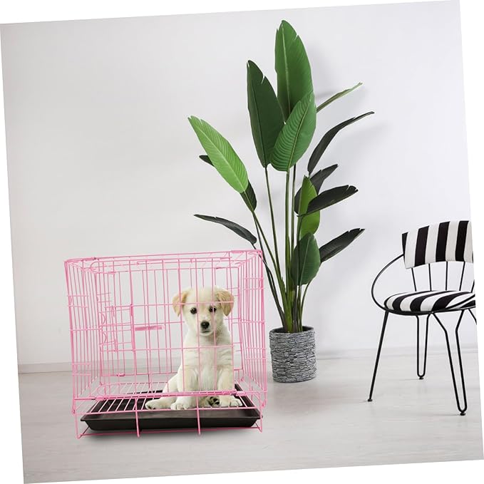 Folding Metal Dog Crate, Pink, Portable, Easy to Install, Durable, Secure, Airy, and Comfortable