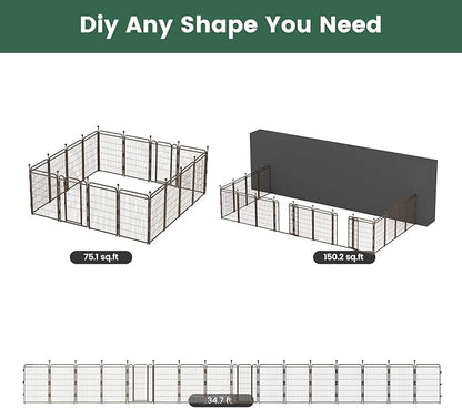Gardner Pet Dog Playpens, 40" H 16 Panels Dog Pen Outdoor/Indoor Dog Fence Exercise Pen for Small/Medium/Large Dogs, Foldable Pet Play Yard Gate with Gravity Automatic Lock, Pet Playpen, Brown