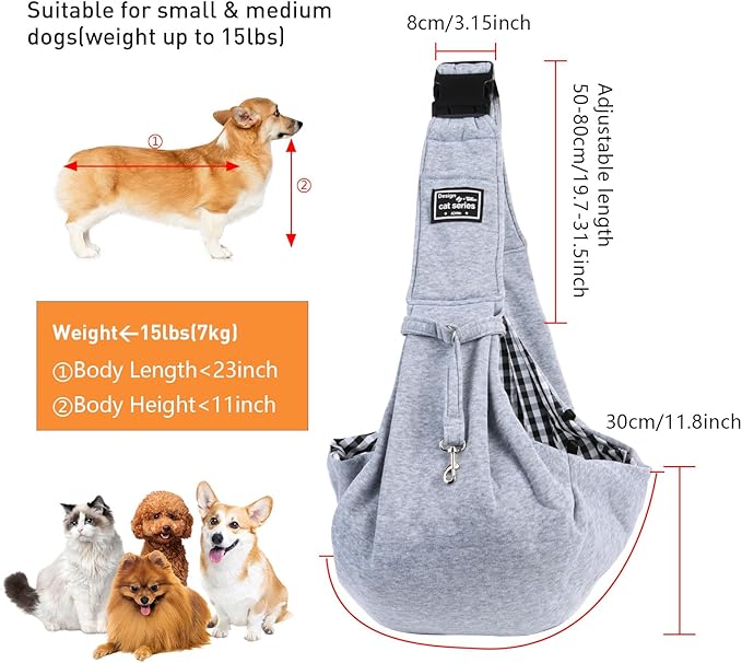 Dog Bag Carrier Sling, Dog Sling Carrier for Small Dogs 15lbs, Dog and Cat Sling Carrier for Outdoor Traveling Subway