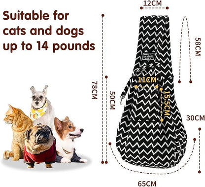 Pet Dog Sling Carrier Bag - Small Dog Purse Cat Puppy Dogs Front Carrier with Pockets and Safety Buckle, Chest Carrying Pouch Bags for Pet Traveling and Out Going (Fit for 0-14 lbs)