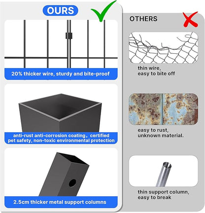 Kurapika Large Dog Kennel Outdoor Heavy Duty Dog Crate, Metal Frame Dog Fence with Secure Double-Lock Design, Easy Assembly, Weatherproof UV-Resistant Roof 118" L x 118" W x 70.9" H