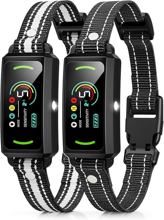 Dog Bark Collar, Bark Collar 2 Pack, Anti Barking Training Collar with Flashing Light, 5 Adjustable Sensitivity Beep Vibration, Bark Collar for Large Medium Small Dogs