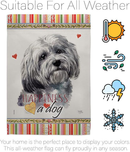 Breeze Decor Havanese Happiness House Flag Pack Dog Puppy Spoiled Paw Canine Fur Pet Nature Farm Animal Creature Applique Decoration Banner Small Garden Yard Gift Double-Sided, Made in USA