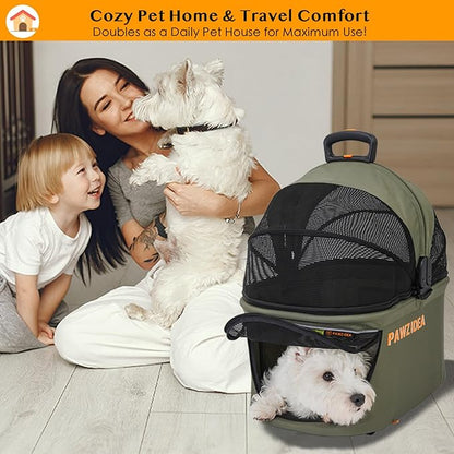 PAWZIDEA Portable Small Dog Crate for Car Travel, Enclosed Pet Car Seats for Small/Medium Dogs & Cats, Reversible No-Zip Canopy, Soft-Sided Pet Carrier Crates, Foldable Travel Dog Kennel, Metal Frame