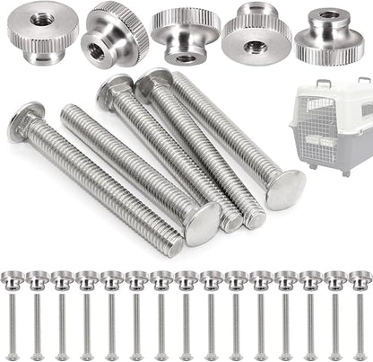 20 Sets Pet Carrier Replacement Fasteners Set - Heavy Duty Stainless Steel Bolts and Nuts for Kennel and Carrier - Includes 20pcs M6 Bolts and Nuts - Dog and Cat Carrier Replacement Parts