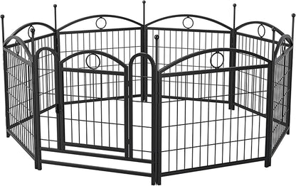 24" H Dog Crate Dog Playpen 8 Panels Furniture Heavy Duty Dog Fence Door with Side Openings,for Large Medium Small Dogs Indoor Outdoor Foldable Pet Exercise Pen,Black