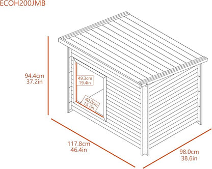 New Age Pet ECOFLEX Rustic Lodge Jumbo Dog House - Grey, Wood Plastic Composite, Easy Assembly, Elevated Floor, Fits Dogs Up to 175lbs, Door Flap Optional, 10-Year Warranty
