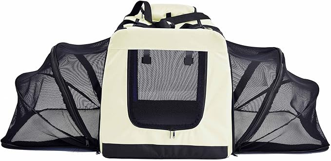 Pet Life Hounda Accordion Metal Framed Soft Folding Expandable Dog Crate - Collapsible Folding Pet Crate or Dog Kennel with Triple Expansion Room