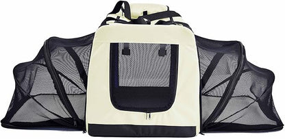 Pet Life Hounda Accordion Metal Framed Soft Folding Expandable Dog Crate - Collapsible Folding Pet Crate or Dog Kennel with Triple Expansion Room Large