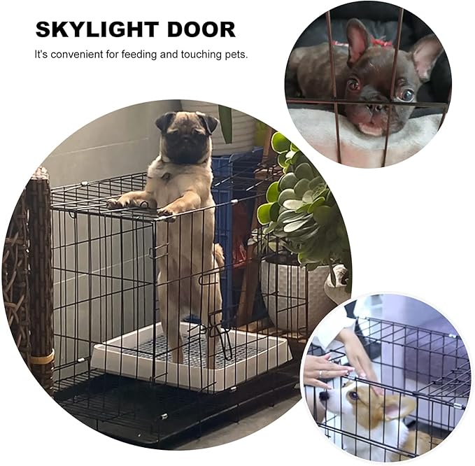 Folding Metal Dog Crate, Black, Portable, Easy to Install, Durable, Secure, Warm and Comfortable