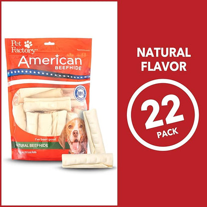 Pet Factory American Beefhide 4-4.5" Rolls Dog Chew Treats - Natural Flavor, 22 Count/1 Pack