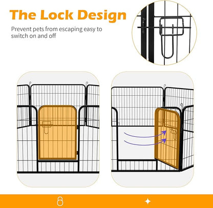 FDW Dog Playpen Dog Pen Dog Kennel 16 Panels 24 Inch Height Indoor Outdoor Folding Metal Portable Puppy Exercise Pen Heavy Duty Dog Fence for Yard Camping,Black