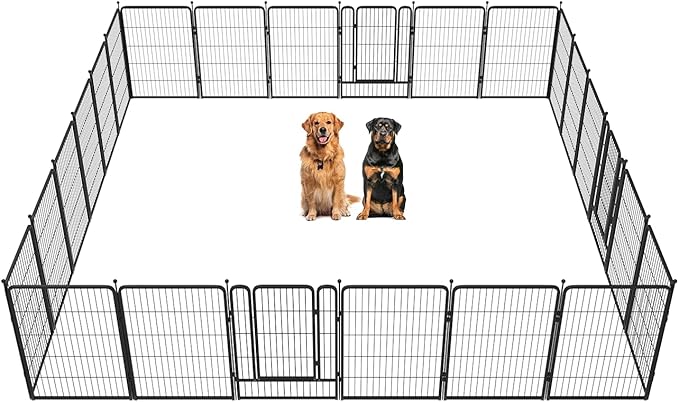 FXW Rollick Dog Playpen for Yard, RV Camping, 40 inch 24 Panels for Medium and Large Dogs│Patented