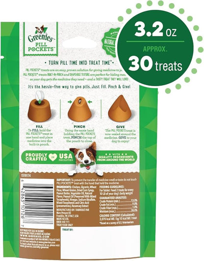 Greenies Pill Pockets Treats for Dogs, 9.6 Ounces, Real Peanut Butter Flavor