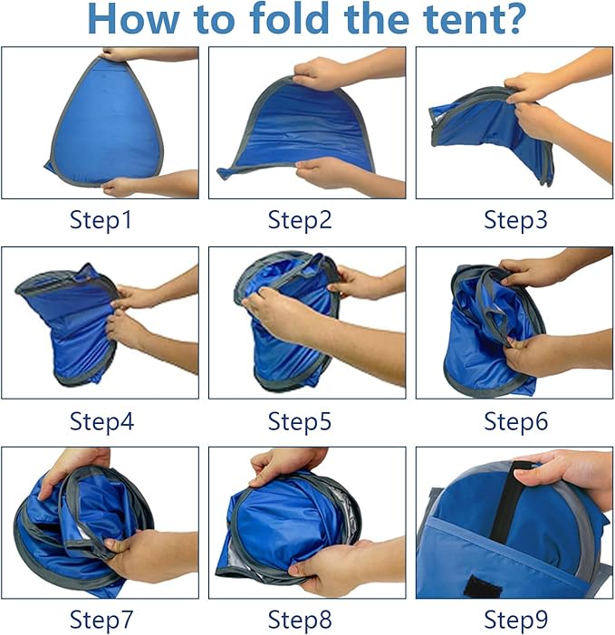 1pcs Pop Up Dog Cat Camping Tent, Blue Outdoor Play Tent House Portable Sun Shelter Pet Tent for Dogs Cats Puppy Kitty Other Small Animals, L