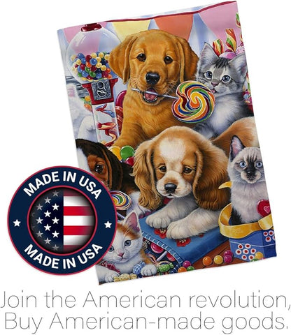 Breeze Decor Sweet Ones House Flag Pack Dog Puppy Spoiled Paw Canine Fur Pet Nature Farm Animal Creature Vintage Applique Decoration Banner Small Garden Yard Gift Double-Sided, Made in USA